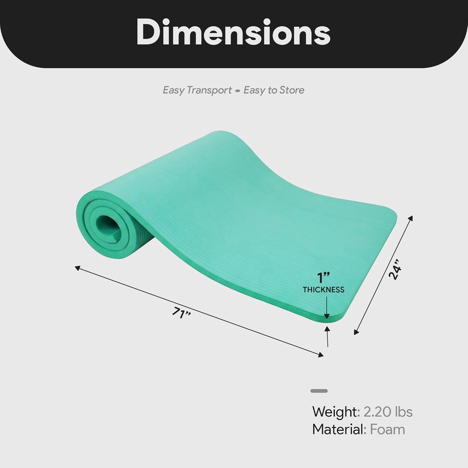 Yoga Mat, 1-Inch Extra Thick High Density Exercise Mat, Anti-Tear Exercise Yoga Mat with Carrying Strap, Suitable for Various Yoga Exercises, Multiple Colors