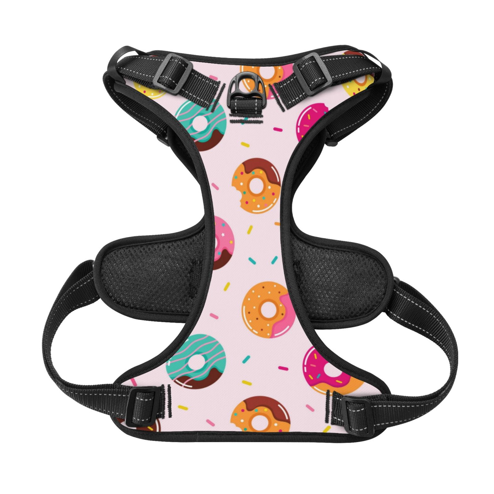 Picia Donut No-Pull Dog Harness Reflective Front Clip Vest with Handle,Step-in Air Dog Harness,Adjustable 2 Metal Rings 4 Buckles,Easy to Put on & Take Off