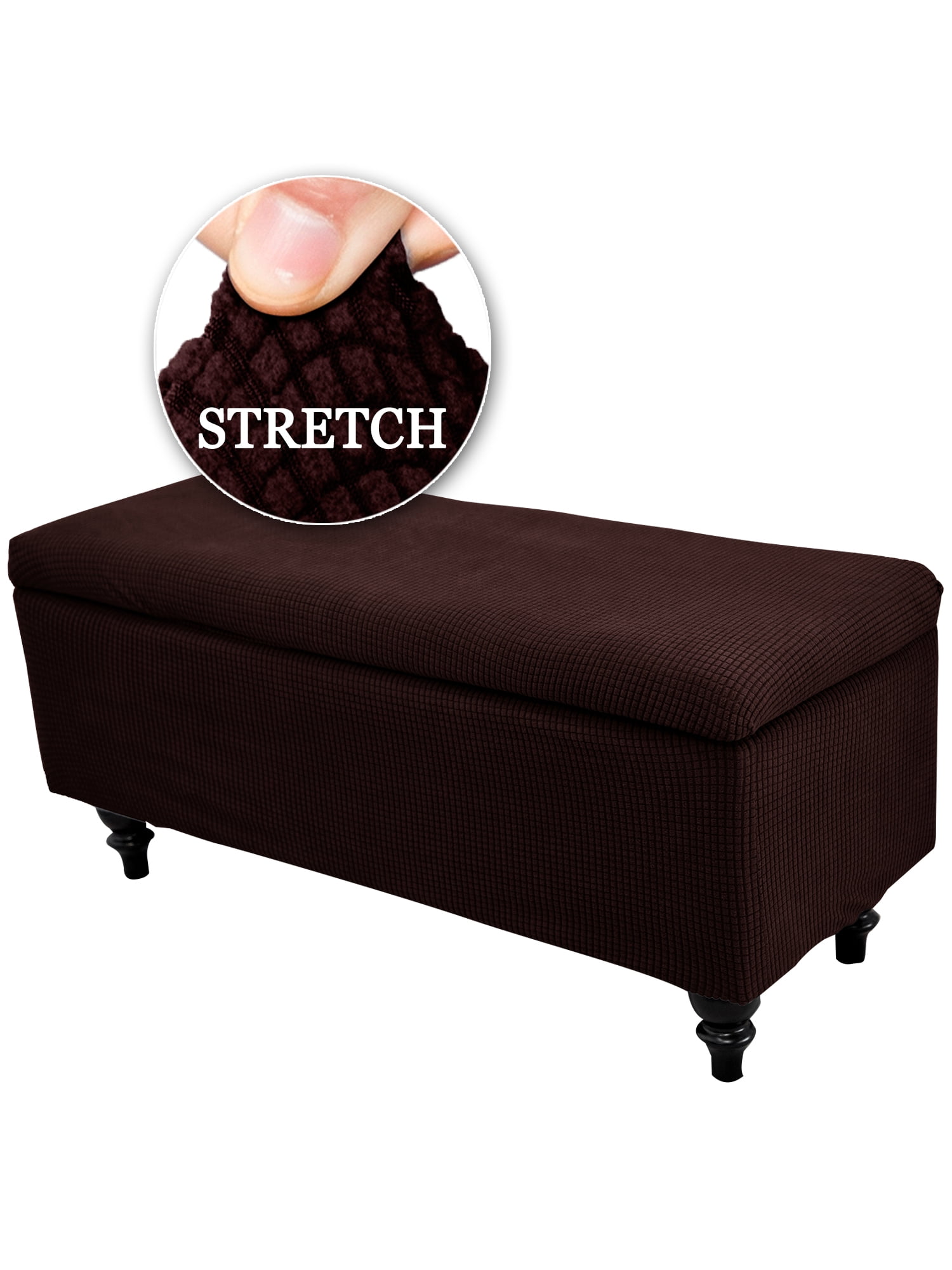 KBOOK Ottoman Bench Cover Ottoman Rectangle Slipcover Jacquard Storage Footrest Slipcover, Small