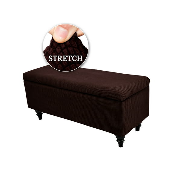 KBOOK Ottoman Bench Cover Ottoman Rectangle Slipcover Jacquard Storage Footrest Slipcover, Small
