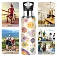 thumbnail image 7 of Yayeee 33oz Insulated Water Bottle Double Wall Stainless Steel with Flip Straw Lid, Beige Retro Rainbow, 7 of 7
