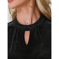 thumbnail image 5 of DARING DIVA Women's Stand Collar Elegant Velvet Long Sleeve Tops S Black, 5 of 6
