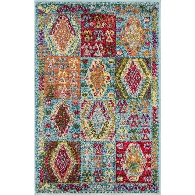 Unique Loom Sedona Over-Dyed Tribal Rug 2' x 3' Rectangle Light Blue/Orange