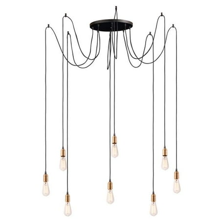 

Early Electric 8-Light Pendant Ceiling Light Black & Antique Brass