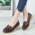thumbnail image 1 of Cathalem Womens Comfort Walking Flat Loafer Slip On Leather Loafer Comfortable Flat Shoes Outdoor Clear Flat Shoes for Women Coffee 7.5, 1 of 5