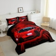 thumbnail image 3 of Homewish Cartoon Red Automobile Bedding Comforter Set for Boys, Modern Extreme Sport Twin Comforter Sets, Futuristic Race Car Reversible Bedding Set, Microfiber Bedroom Decor, 2 Pieces, 3 of 8