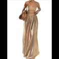 thumbnail image 2 of Conjunto de 2 Piezas para Mujer, Sin Mangas, con Tirantes, Corte A, Falda Maxi, Informal, Plisada, Estilo , Estilo Bohemio, con Bolsillo. Caqui S, 2 of 10