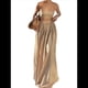 thumbnail image 2 of Conjunto de 2 Piezas para Mujer, Sin Mangas, con Tirantes, Corte A, Falda Maxi, Informal, Plisada, Estilo , Estilo Bohemio, con Bolsillo. Caqui S, 2 of 10