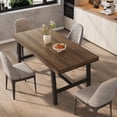 thumbnail image 1 of GloryStar 62.99" Rectangular Rustic Dining Table for 4–6 People, Wood Kitchen Table with Black Metal Frame for Dining Room, Kitchen & Living Room, 1 of 8