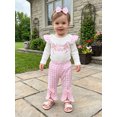 thumbnail image 3 of Cjfdfy Newborn Baby Girl Fall Clothes  Little Sister Embroidered Long Sleeve Romper Bell Bottom Pants And Headband Set Little Baby Cute Coming Home Fall Winter Outfit 0-18 Months, 3 of 9