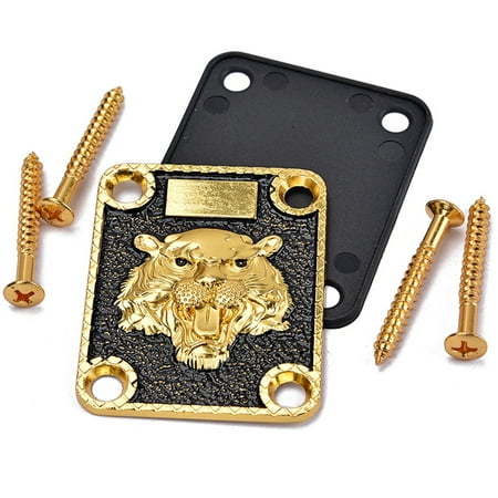 1PC Zinc Alloy Chrome Square Guitar Neck Reinforcing Plate Neck Base Plate with 4 Screws for Fender Strat Tele TL SQ Style Electric Guitar