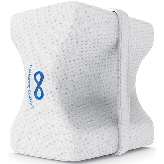 Everlasting Comfort Knee Pillow for Sleeping, Prevents Knee Clashing, Hip, Lower Back, Leg, and Sciatic Nerve Pain Relief Pillows for Side Sleepers (White)