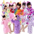 thumbnail image 2 of Albornoces con capucha de unicornio de Navidad para niños, bata de baño de arcoíris con estrella, pijamas de animales para niños y niñas, camisón para niños, ropa de dormir para niños, 2 of 2