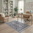 thumbnail image 2 of ODIKA 4'x6' Gray Navy Geometric Cross Diamond Washable Area Rug Southwestern Boho Medallion Pattern With Border for Dorm Room, Small Living Stain Resistant Low Profile, Easy Care, 2 of 7