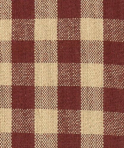 RLF Home Red Cream Gingham Checked Valance Scalloped Lined 76.5 x 18 Ball Fringe 