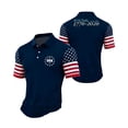 thumbnail image 2 of Domuza Men's 250th Anniversary Usa Polo Shirts Usa Flag Pattern Casual Collared Short Sleeve Button-Up T-Shirts 2026 Summer Trendy Comfy Loose Fit Tops Navy S, 2 of 4