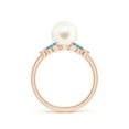 thumbnail image 2 of ANGARA Freshwater Cultured Pearl & Swiss Blue Topaz Butterfly Ring in 14K Rose Gold for Women | June Birthstone, Birthday, Anniversary, Jewelry Gift for Women | Pearl Ring, 2 of 9