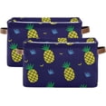 thumbnail image 2 of 2 Pack Fabric Storage Basket Cute Pineapple Closet Storage Bins with Handles Foldable Baskets for Shelves Toy Organizer Home Office Decor Gifts, 2 of 7