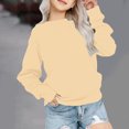 thumbnail image 2 of GigrtiJin Girls Plus Size Sweatshirt Long Sleeve Crewneck Solid Color Pullover Top Fashion Cute Loose Blouse, 2 of 7