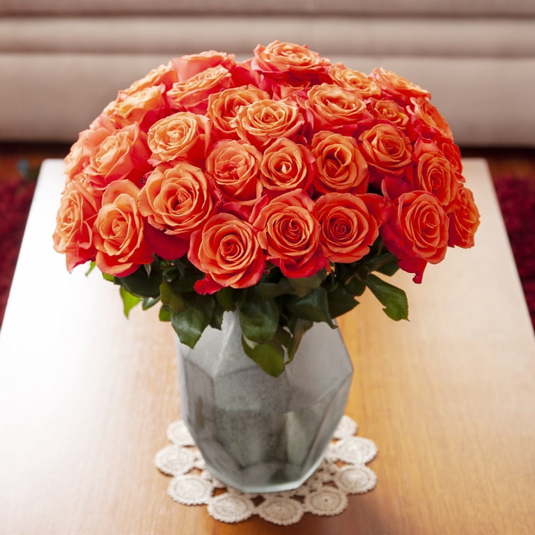 Orange Roses - Farm Direct Fresh Cut Flowers 125 Stems - Walmart.com