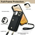 thumbnail image 2 of ShellTech Phone Case for iPhone 12/12 pro case with Strap Wallet for Women with Card Holder,Black, 2 of 10