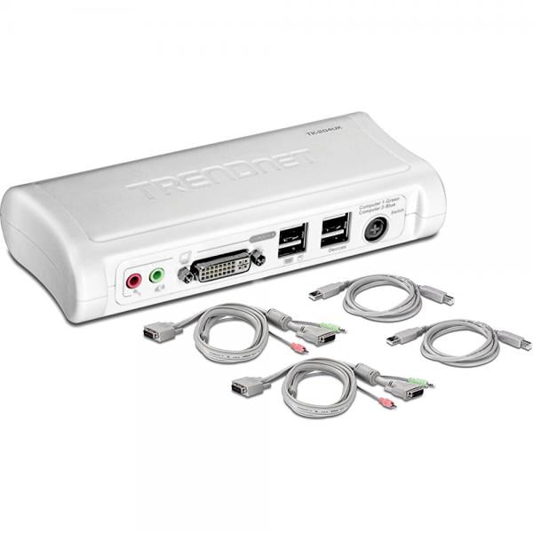 TRENDnet 2-Port DVI USB Type A KVM Switch and Cable Kit with Audio, TK-204UK by TRENDnet