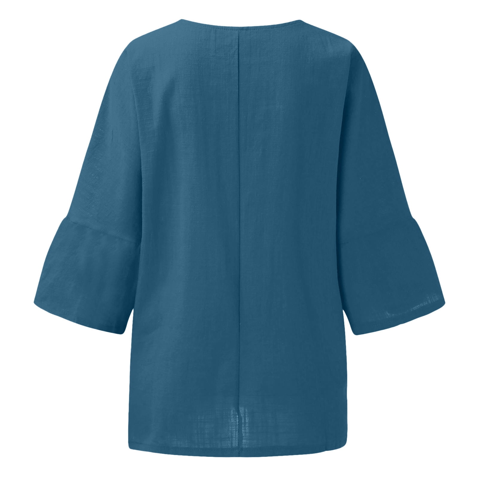 tklpehg 2PC Womens 3/4 Sleeve Tunic Plus Size V-Neck Going Out Tops Comfy Tunic Tops Lightweight Classic Solid Color Loose Casual Blouses (Blue,XXL)