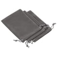 thumbnail image 1 of Unique Bargains 14x10cm Microfiber Pouch, 3Pcs Soft Storage Drawstring Gift Bag, Gray, 1 of 5