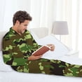thumbnail image 4 of Mens Pajamas Set, Green Camouflage Button Down Long Sleeve Loungewear Sleepwear Pjs sets for Men, 4 of 5