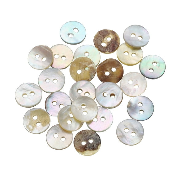 25pcs Natural Shell Buttons, 2 Hole Mother of Pearl Buttons 10mm Sewing Craft Buttons for Shirt Bag DIY Sewing Crafts Decoration, Multicolored