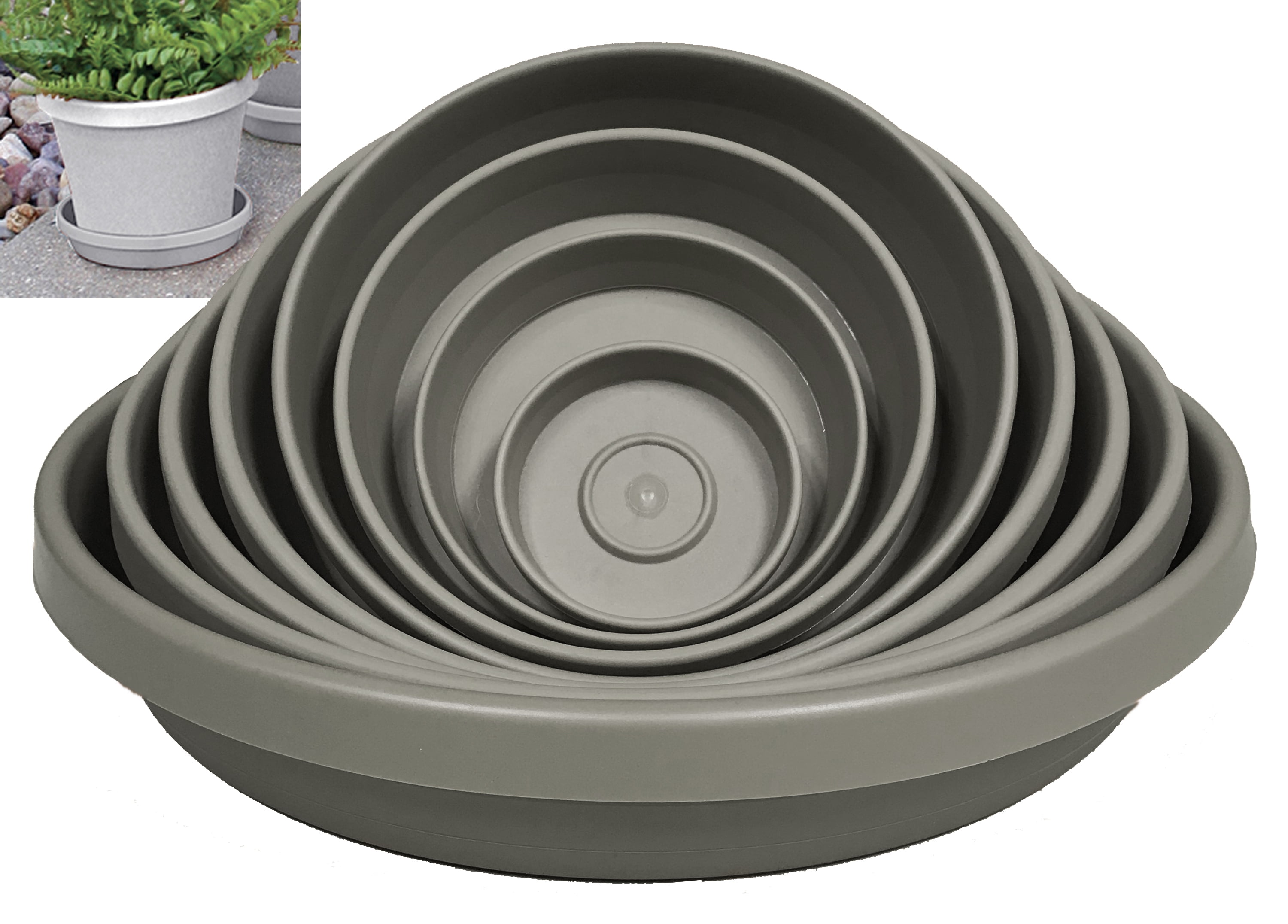 Bloem Terra Plant Saucer Tray 16" Peppercorn - Walmart.com - Walmart.com