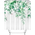thumbnail image 5 of Emerald Green Eucalyptus Shower Curtain Sets, Watercolor Leaves on The Top Plant with Floral Bathroom Decoration 72x72 Inch with Hooks, 5 of 6