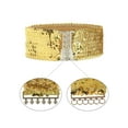 thumbnail image 4 of Cinturón elástico para mujeres INSPIRE CHIC con decoración de lentejuelas, hebillas de metal entrelazadas, color dorado y negro, 4 of 6