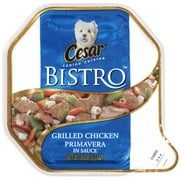 CESAR Canine Cuisine Bistro Grilled Chicken Primavera in Sauce Adult Dog Food Tray, 3.5 Oz.