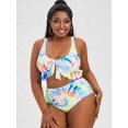 thumbnail image 3 of Tallas de talla grande tinte ruffle lace-up knot bikini roto traje de baño Rosegal Leggings de talla grande, 3 of 5