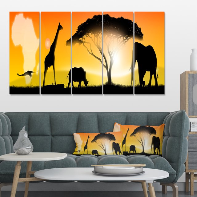 African Wildlife Panorama - African Canvas Art Print