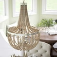 thumbnail image 4 of Kenroy Home Dumas 3-Light Chandelier with Suspended Wooden Beads Dining Room, Living Room, Bedroom, High Ceiling, Foyer or Entryway, Weathered White, 4 of 8