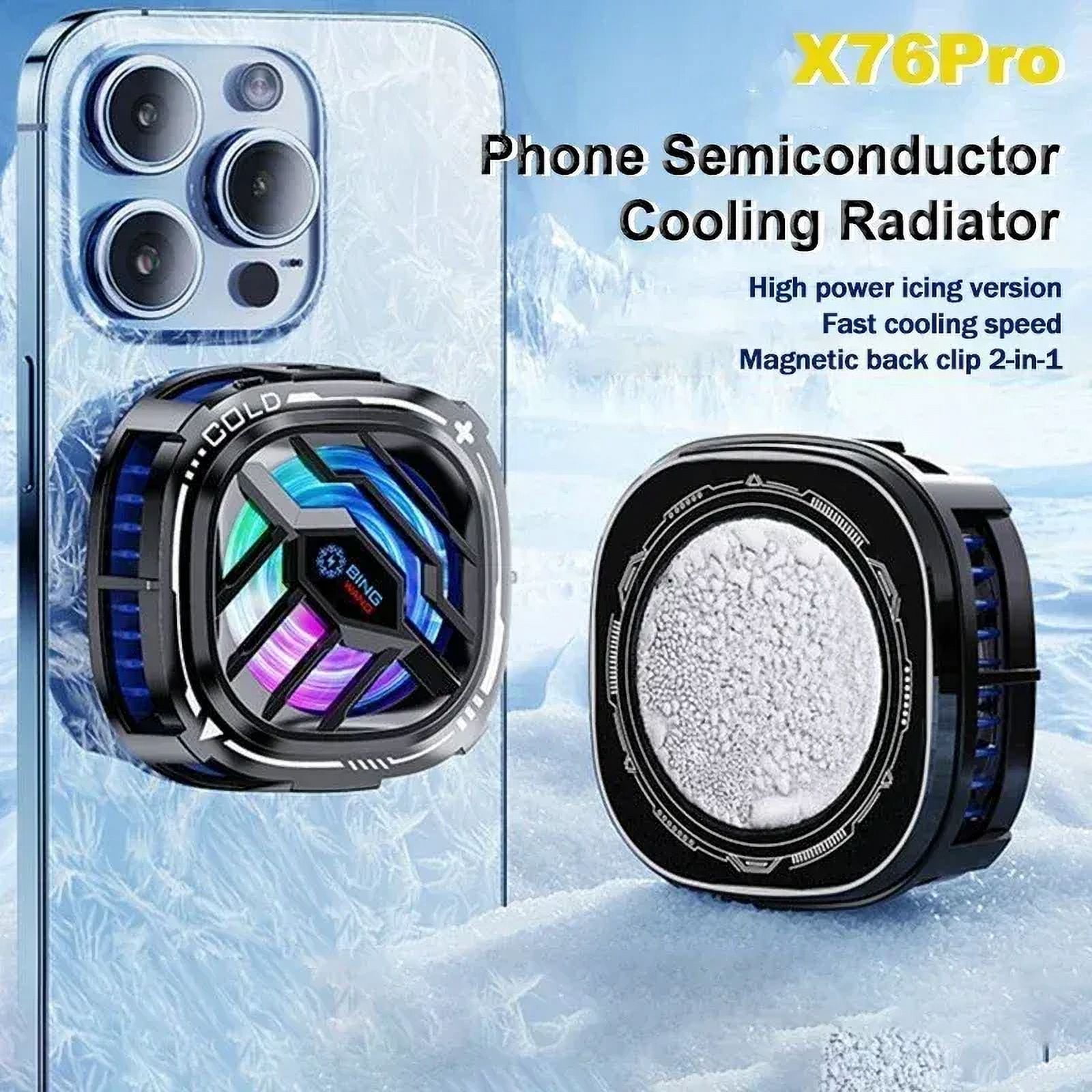 2024  X76Pro Mobile Phone Semiconductor Freeze Cooling Radiator Magnetic Back Clip 2 IN 1 for IPhone Android PUBG Game Cooler