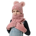 thumbnail image 5 of FZ FANTASTIC ZONE Kids Winter Warm Knit Beanie Hats Neck Warmer Scarf Touchscreen Gloves Set with Pompom Fleece Lined for Boys Girls,Pink, 5 of 6