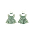 thumbnail image 2 of Yuemengxuan Baby Girl Summer Outfit Floral Fly Sleeve Tulle Romper Dress Bow Headband 2 Piece Set, 2 of 9