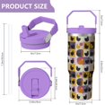 thumbnail image 4 of 30oz Handheld Travel Tumbler with Handle – Double Wall Stainless Steel Insulated Cup, Flip Straw Lid, Leak-Proof & BPA-Free for Hot and Cold Drinks – Durable Coffee & Juice Mug Pink, 4 of 7