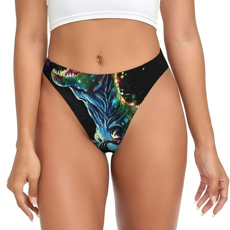 Rateoe colorful flames dinosaur Pattern Seamless Women Underwear Thongs No Show Ladies Thong No Line Breathable Comfortable Panties Undies for Women-Small