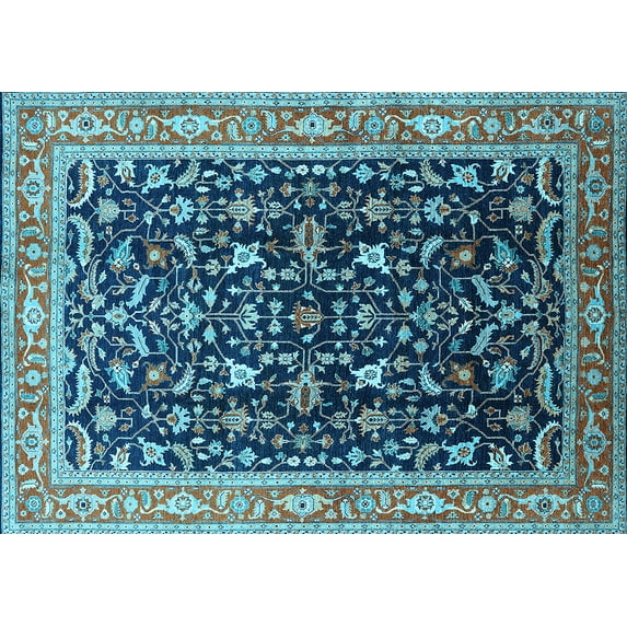 Ahgly Company Indoor Rectangle Oriental Light Blue Industrial Area Rugs, 2' x 3'