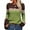 Army green, variant on Women Autumn Winter Colorblock Pullover Sweaters Round Neck Striped Slim Fitting Knitwear Tops