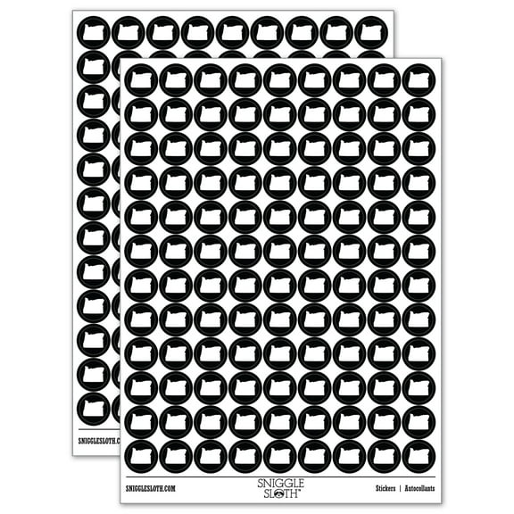 Oregon State Silhouette 200  Round Stickers - Black - Gloss Finish - 0.50" Size