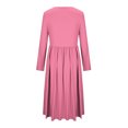 thumbnail image 4 of JSheng Women's Long Sleeve Dress Fashion Leisure Solid Color Round Neck Flowy Comfy Dresses with Pocket Pink XL, 4 of 5