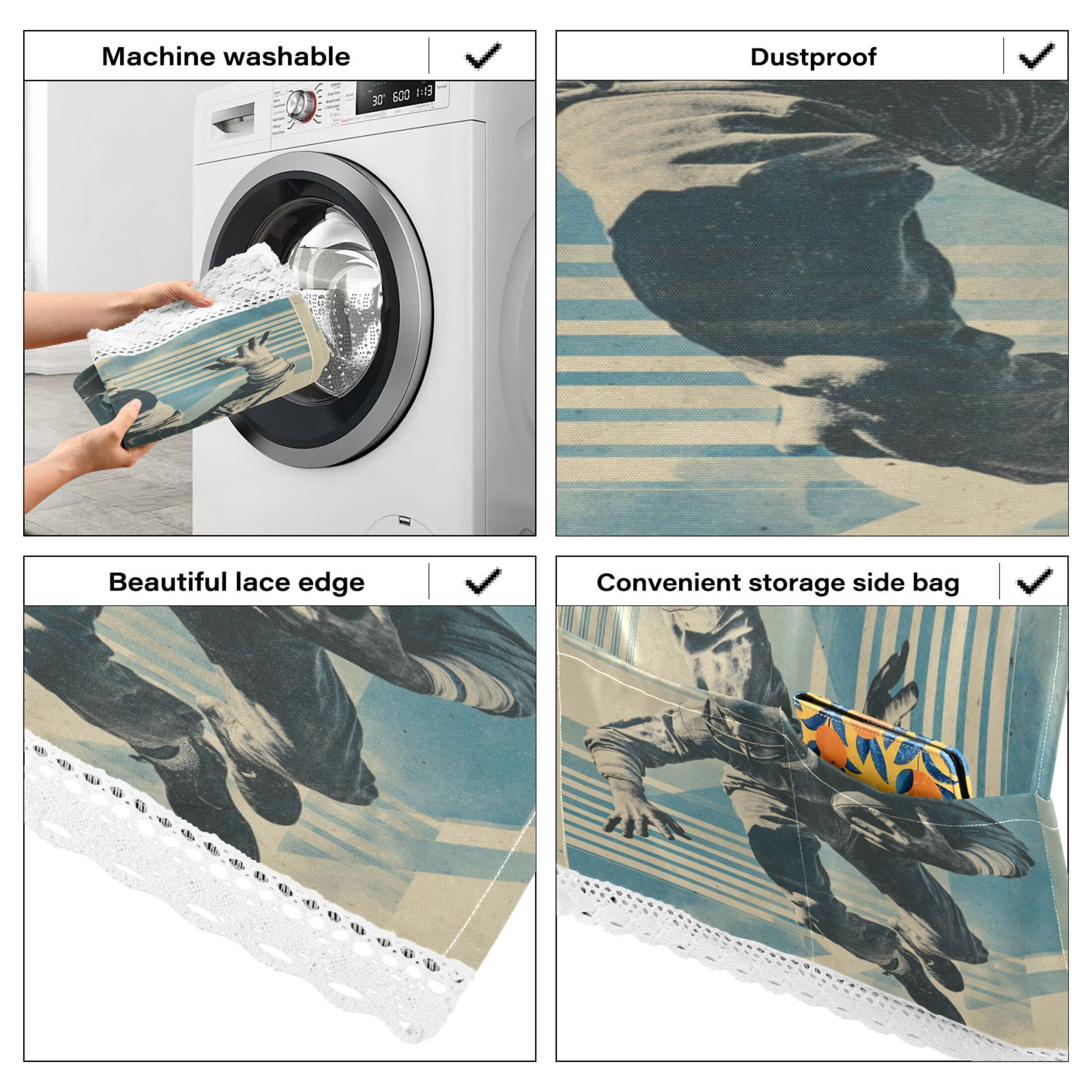 Wobogo American Football Player Washing Machine Cover Dustproof Washer Dryer Cover Waterproof Laundry Room Decorative Protector