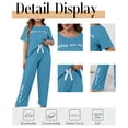 thumbnail image 5 of Musefolio Women's Pajama Sets Summer Short Sleeve Round Neck Comfort Fit Solid with Print Casual Sleepwear 1X-5X, 5 of 9