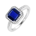 thumbnail image 2 of Sterling Silver with Blue Sapphire and White Topaz Halo Ring, 2 of 3