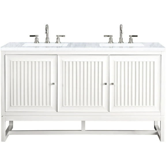 James Martin Vanities E645-V60d-3Car Athens 60" Free Standing Double Wood Vanity Set -